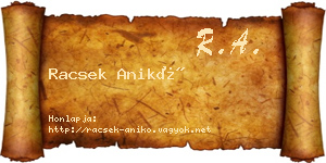 Racsek Anikó névjegykártya